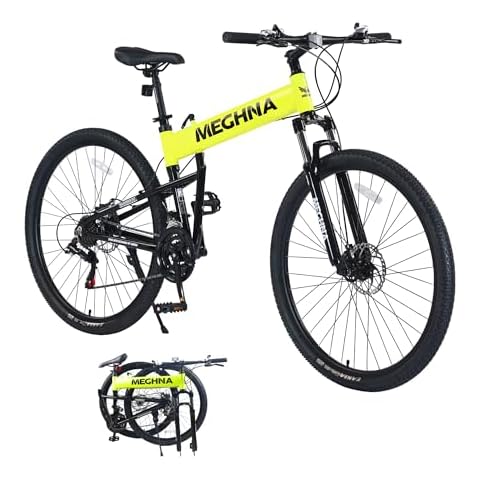 HIMcup 29 Inch Adults Folding Mountain Bike, 21 Speed Mountain Bike with Dual Disc Brakes,Aluminium Alloy Frame, Foldable Bikes for Men and Women, Outdoor Cycling Bike Road Bicycle Mountain Bike Cover