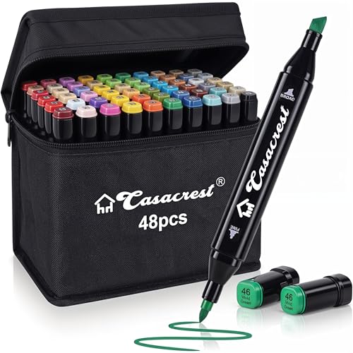 Dual Tip Alcohol Markers-48 Colours with Carrying Case for Sketching Calligraphy Drawing- Odorless, Non-Toxic, Acid-Free Twin Head Colouring Marker for Kids Birthday Return Gift, School Supply Set Rs. 349 - Amazon at ₹349 (73% Off) – Amazon