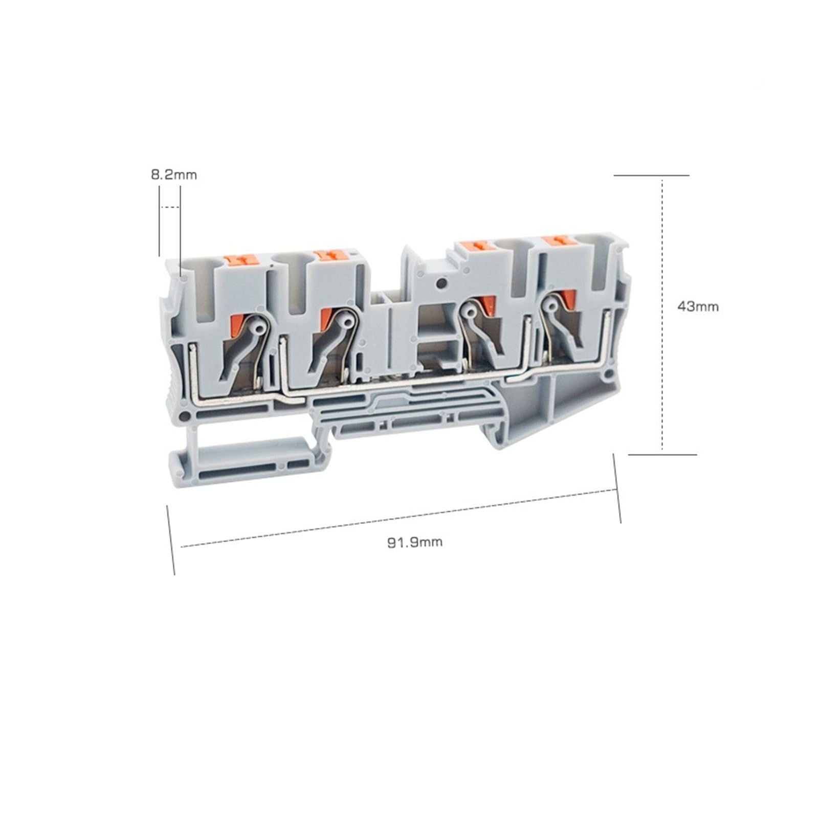 Morsettiera push-in da 10 pezzi PT6-QU Cavo elettrico da 6 mm² Collegare il connettore di cablaggio su guida Din 4 fili(PT6-QU GRAY)