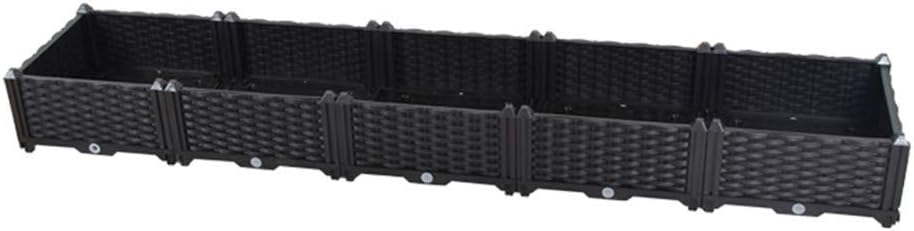 Hershii Plastic Rectangular Raised Garden Bed Indoor Outdoor Planter Box Kit Container for Growing Vegetables, Plants, Herbs, Flowers & Succulents - Black - 76.77 X 15.35 X 8.66 Inches