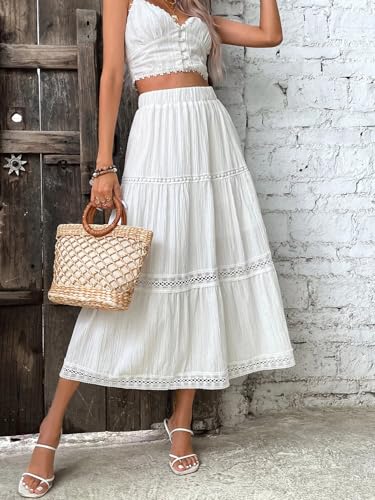 Women's Flowy Trendy Skirt High Waist Ruffle Hem Skirt2