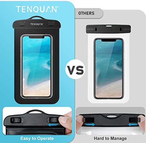 TENQUAN Waterproof Phone Pouch and Waterproof Bag, 2 Cellphone Dry Case with Lanyard and 1 Pouch Dry Bag with Waist/Shoulder Strap, Watertight Sealed Underwater for Swimming Boating Bath Fishing