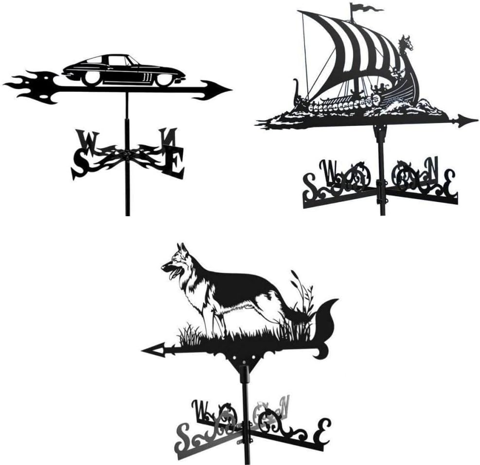 3X Metal Weather Vane Garden Stake Ornament Roof Weathervane