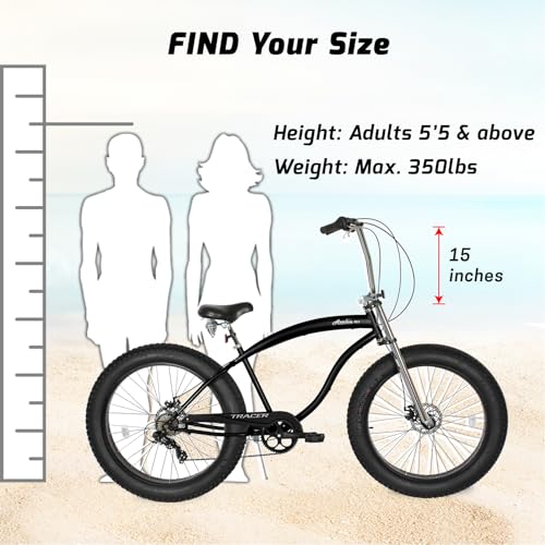 Bicicleta Tracer Avalon GT7 Playera de 26", 7 velocidades con freno de disco, marco negro de acero Hi-Ten, sillín ancho con doble resorte y manillar elevado para adultos (bk1) miniatura 6