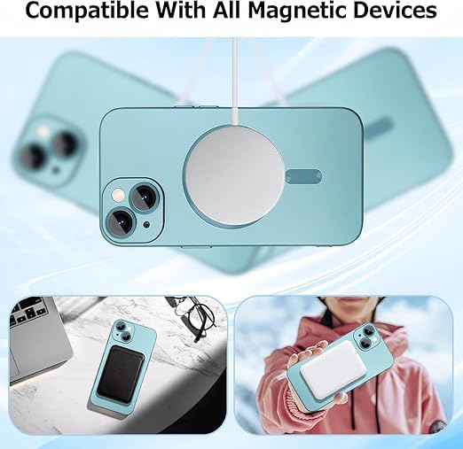 Image of DIZORO Magnetic Case for iPhone 13 / iPhone 14 Cover [Compatible with MagSafe][Built-in Camera Lens Protector] Slim Soft Silicone Bumper Shockproof Metallic Luster Back Cover Phone Cases (Sierra)