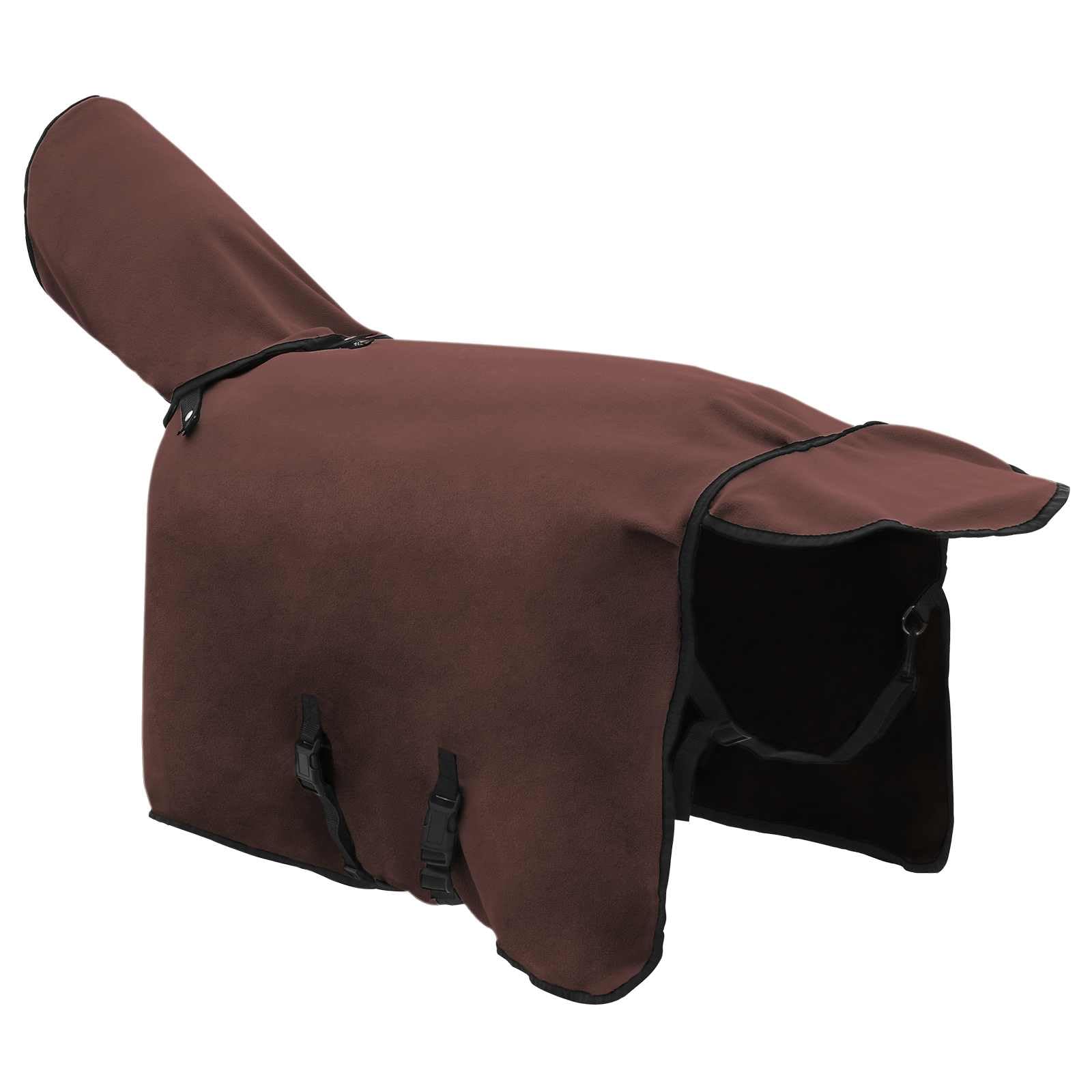 Manta para caballo, 115 cm, poliéster, transpirable, ligera, para entrenamiento, establo y transporte, sin cubierta para el cuello, color marrón oscuro