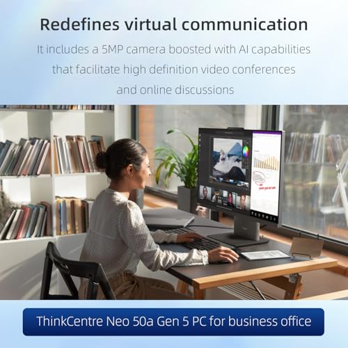Image of Lenovo ThinkCentre Neo 50a All-in-One Business Computer, 27 inch 100Hz FHD Display, Intel Core i7-13620H, 32GB DDR5 RAM, 1TB SSD, Webcam, HDMI, Type-C, Wi-Fi 6, Keyboard and