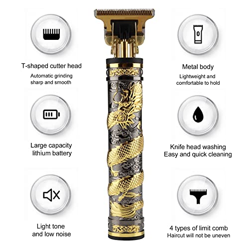 Hiena Mens Cordless Hair Clippers Zero Gapped Hair Trimmers, Usb Rechargeable Professional Electric Beard Trimmer Grooming Kit, Haircut Machine, Dragon #TOP1
