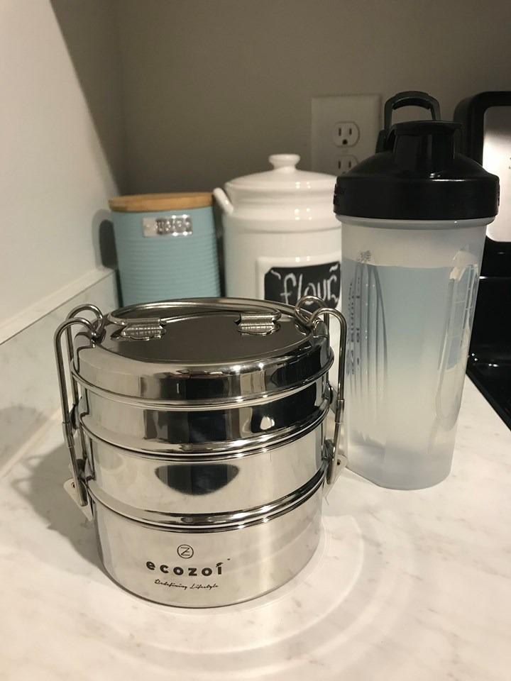 Round 4-Tier Stackable Stainless Steel Bento Lunch Box with Spork