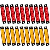 Meerkaat (Pack of 20) 3.8 Inch 10 Amber & 10 Red 6 LED Clearance Lamp Side Indicators Marker Sealed License Decoration Turn Signal Fender Tail Brake Light Truck Jeep Lorry ATV Bus RV 12v DC Model TK12