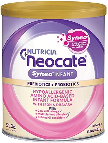 Neocate Syneo Infant - Hypoallergenic, Amino Acid-Based Baby Formula with Prebiotics, Probiotics and DHA/ARA - 14.1 Oz Can (Pack of 4)