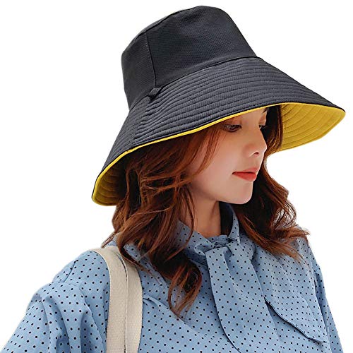 Yuccer Sun Hats Women Foldable uv Protection Bucket Hat with String for Summer Holiday Fishing Hiking (Yellow)