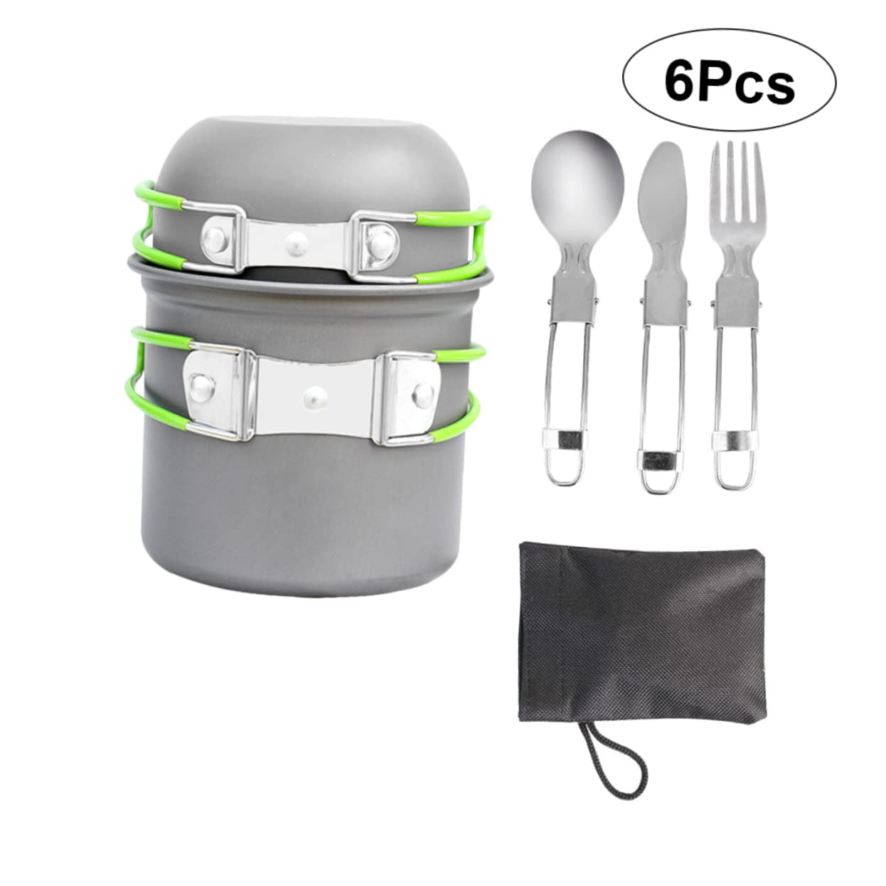 Mipcase Set da Campeggio Portatile 6 Pezzi in Alumina per 1-2 Persone