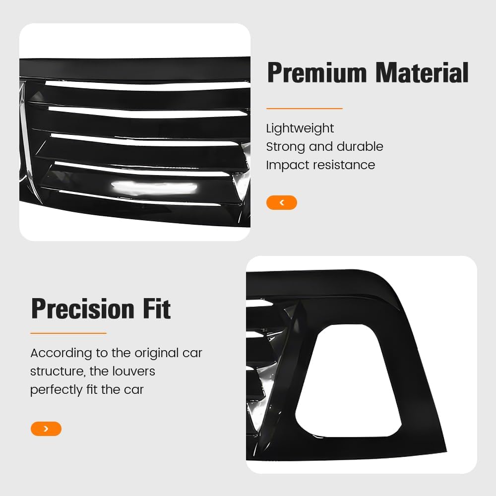 Rear Window Louver, Compatible with 2008-2023 Dodge Challenger, ABS Plastic Gloss Black V2 Style Back Window Windshield Sun Shade Cover Vent