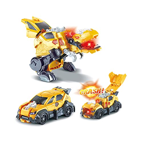 VTech - Switch & Go Dinos Crash, Dinosaure Sonore Zyrex, Le T-Rex, Jouet 2 en 1 Transformable en Voiture de Rallye, Bataille de Dinos Explosive, Cadeau Enfant Dès 4 Ans - Contenu en Français