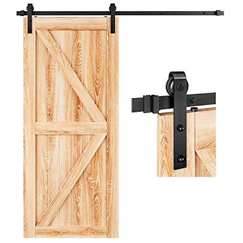 EaseLife 6 FT Heavy Duty Sliding Barn Door Hardware Track Kit,Basic J Pulley,Slide Smoothly Quietly,Easy Install (6FT Track Kit for 30"~36" Wide Single Door)