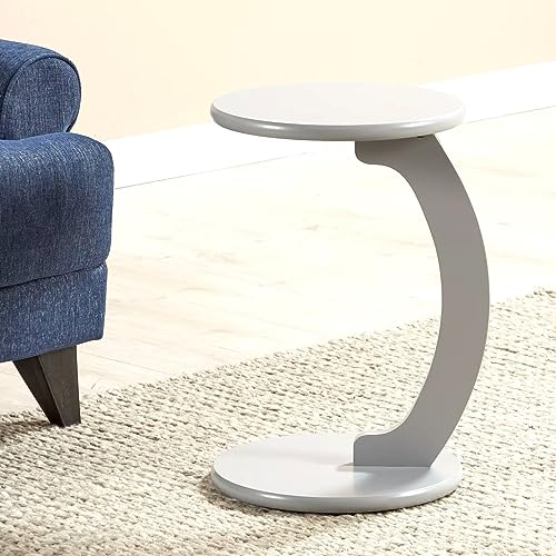 Image of C-Shape Round Table of Modren Style with Engineered Wood for Space Saving Storage for Living Room, Bed Room, Office, Farm House etc (Grey)