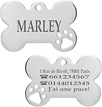 iberiagifts Custom Engraved Dog Tag Dog Tag Steel Bone Shaped Dog Tag with Legs for Medium to Large Pets (1 Paw), Large