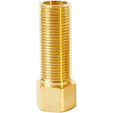 Hooshing Brass Pipe Fitting 1/2" Female to 1/2" Male Brass Pipe Nipple Extension Connector Fitting, Hex Bushing Adapter Converter Adapter, 2.76 Inch/70 mm