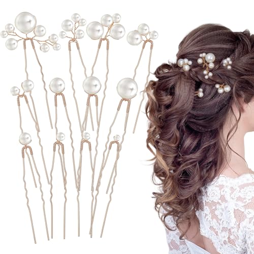 12 Pack Pearl Hair Pins, Bridal Pearl Bobby Pins Handmade U Shape...