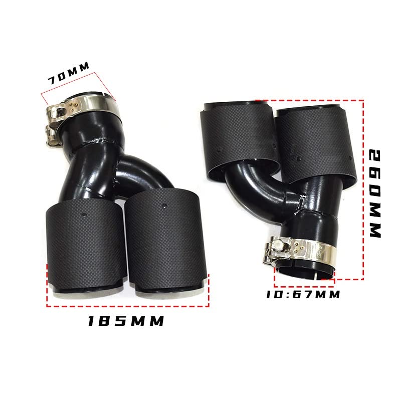 Boquilla de escape doble en forma de H con fibra de carbono para coche 2