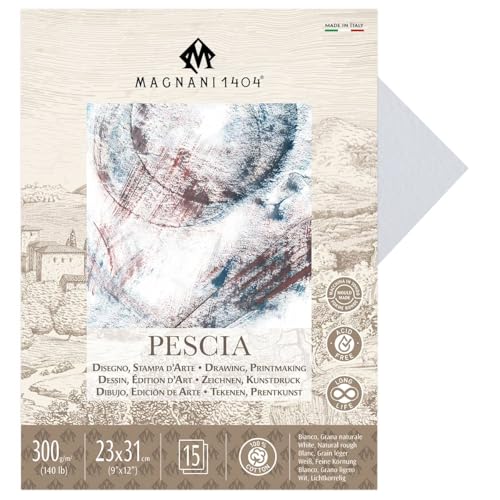 Papier à dessin et de gravure Magnani 1404 Pescia blanc 15x17 cm 300g/m² 100% coton