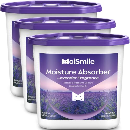 Image of Large Moisture Absorber Buckets, 14 oz Each, Lavender Scent, 3 Pack