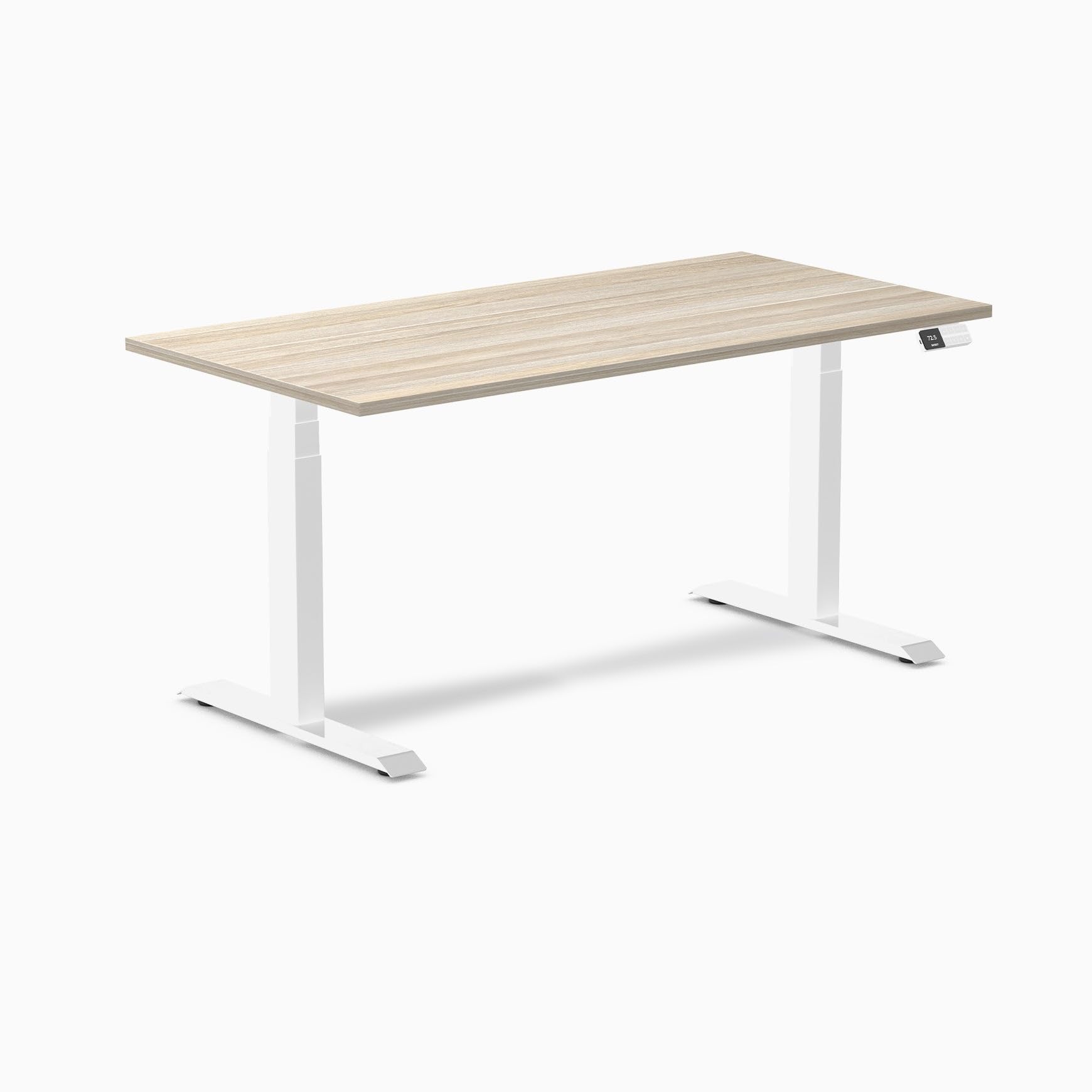 Desky Dual Laminate Sit Stand Desk Classic Oak 59.1" White