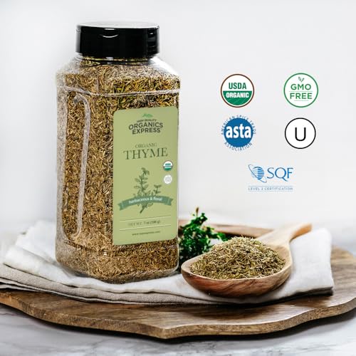 HQOExpress Organic Thyme Leaf – Non GMO, Kosher, USDA Certified Organic Dried Thyme Leaves – Aromatic and Savory Seasoning for Pastas, Soups and Stews, 7 oz. Chef Jar - Image 3