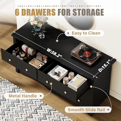 YESHOMY Black 6 Dresser for Bedroom - Image 3