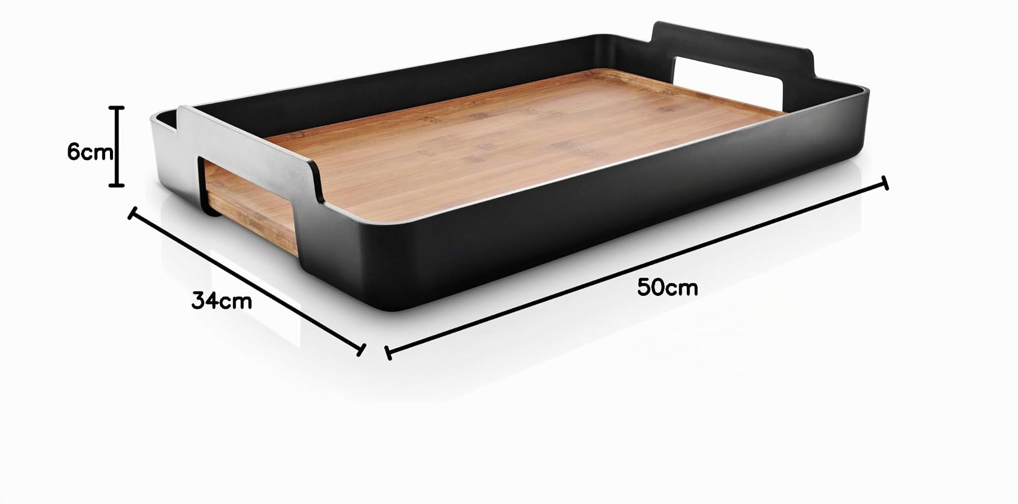 Eva Solo Bandeja rectangular Nordic Kitchen | Elegante y práctica bandeja con asas | Bambú carbonizado FSC | Negro