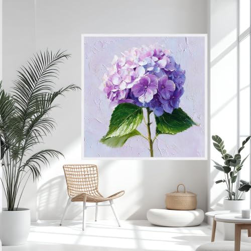 Hortensia violette impressions sur toile fleurs de jardin 70x70