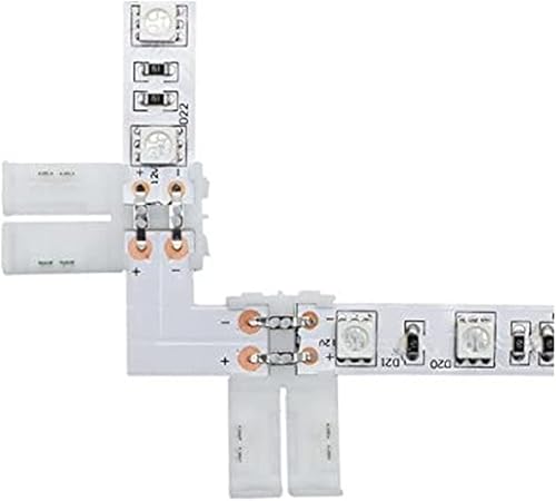 Miniatura 4 de Amefil Kit de 54 conectores LED, tira de luz LED de 2 pines de 0.394 in, correa de hebilla sin soldadura, conector de alambre de esquina en forma de