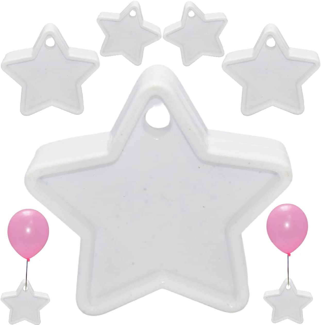 Godfather Star Shaped Balloon Weight Plastic Balloons Weights Reusable Helium Colorful Balloon Weights for Parties Birthday Celebration Decoration (White Pack of 6)