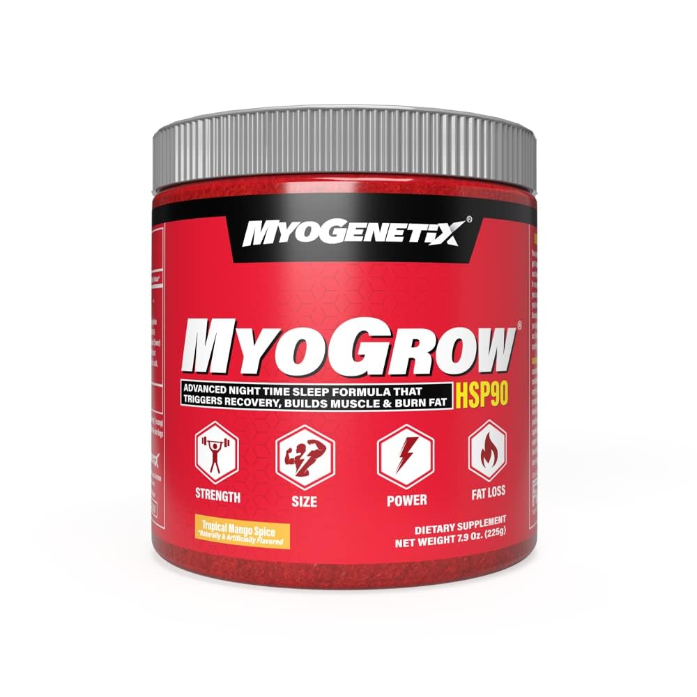 [BRSRGCAZDMJR6HY4] MYOGENETIX® MYOGROW® 225g (7.9 Oz) | 45 Servings | Muscle Growth & Recovery Support Formula | Strength, Performance & Endurance | Tropical Mango Spice Flavour