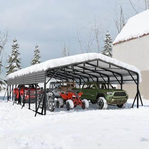 Image of Jocoevol 20x40FT Metal Carport, Heavy Duty Car Garage for Car, Boats Truck | Reinforced Support Rods and Windproof Ground Anchors, All-Weather Multi-Use Outdoor Shelter Outdoor Storage Canopy