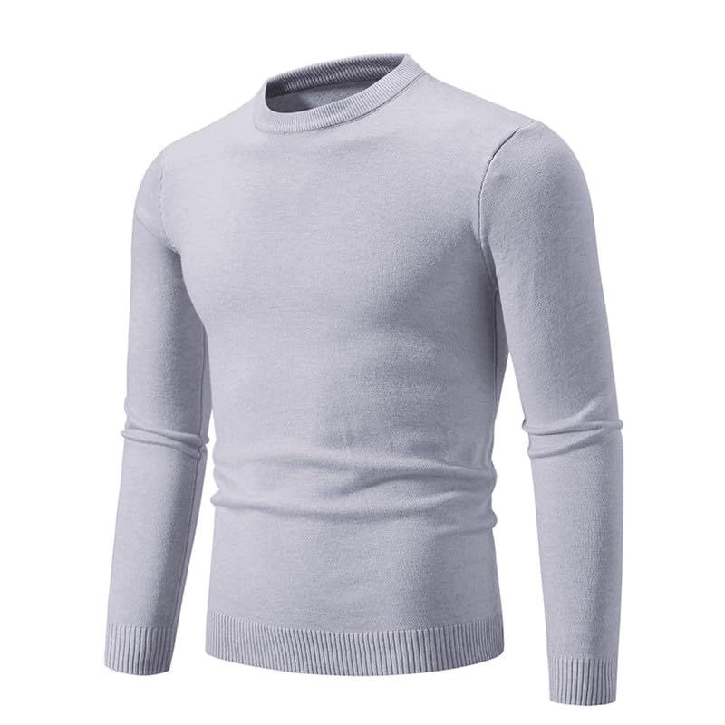 Mens Stretch Sweaters Thermal Pullover Sweater Vintage Crewneck Sweater Slim Fit Long Sleeve Pullover Fall Winter Tops