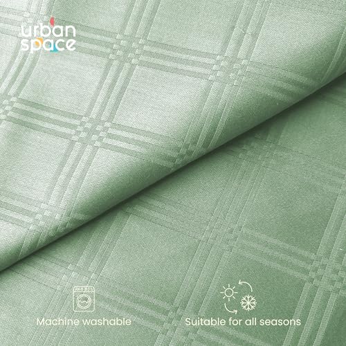 Image of Urban Space 100% Cotton 300TC Jacquard Fitted bedsheets for King Size Bed, Pure Cotton Bedsheet King Bed, Checks Fitted bedsheet King Size with 2 Pillow Covers (72 x 78 Inches, Sage Green Checks)