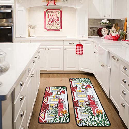 Flippana 2 Pcs Christmas Kitchen Rugs And Mats For Floor Non-Slip Backing Mat Merry Christmas Kitchen Decor Anti Fatigue Kitchen Rug Sets With Runner Xmas Decor (17"X47.2"+17"X30", Christmas 03) #TOP6