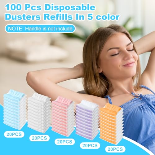 Image of Mimorou 100 Pcs Disposable Dusters Refills Bulk Heavy Duty 180 Multi Surface Replacement Dusters for Cleaning Ceiling Fan with Microfibers Unscented (Modern Colors)