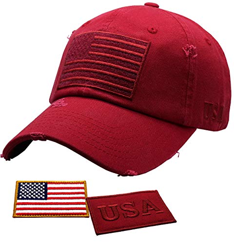 Image of Antourage American Flag Unisex Baseball Hat for Men and Women | USA Flag Mesh Snapback Flat Visor Cap + 2 Patriotic Patches
