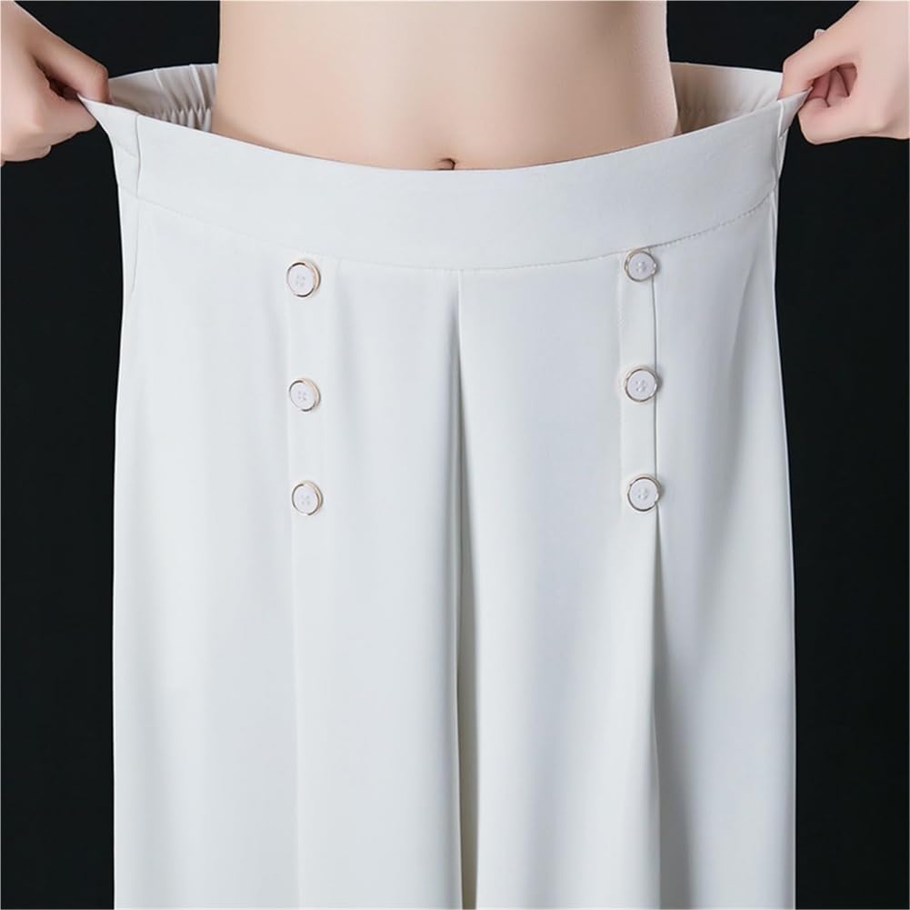 Designable Ice Silk Palazzo Pants Cool & Comfy Palazzo Pants - Pantalones de cintura alta para mujer, diseño floral, corte entallado, pantalones cortos de playa