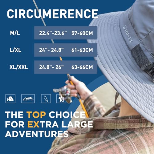 Image of Oversized XL XXL Men's Cooling UPF 50 Sun Hat Lightweight Foldable Wide Brim Bucket Boonie Golf Hiking Fishing