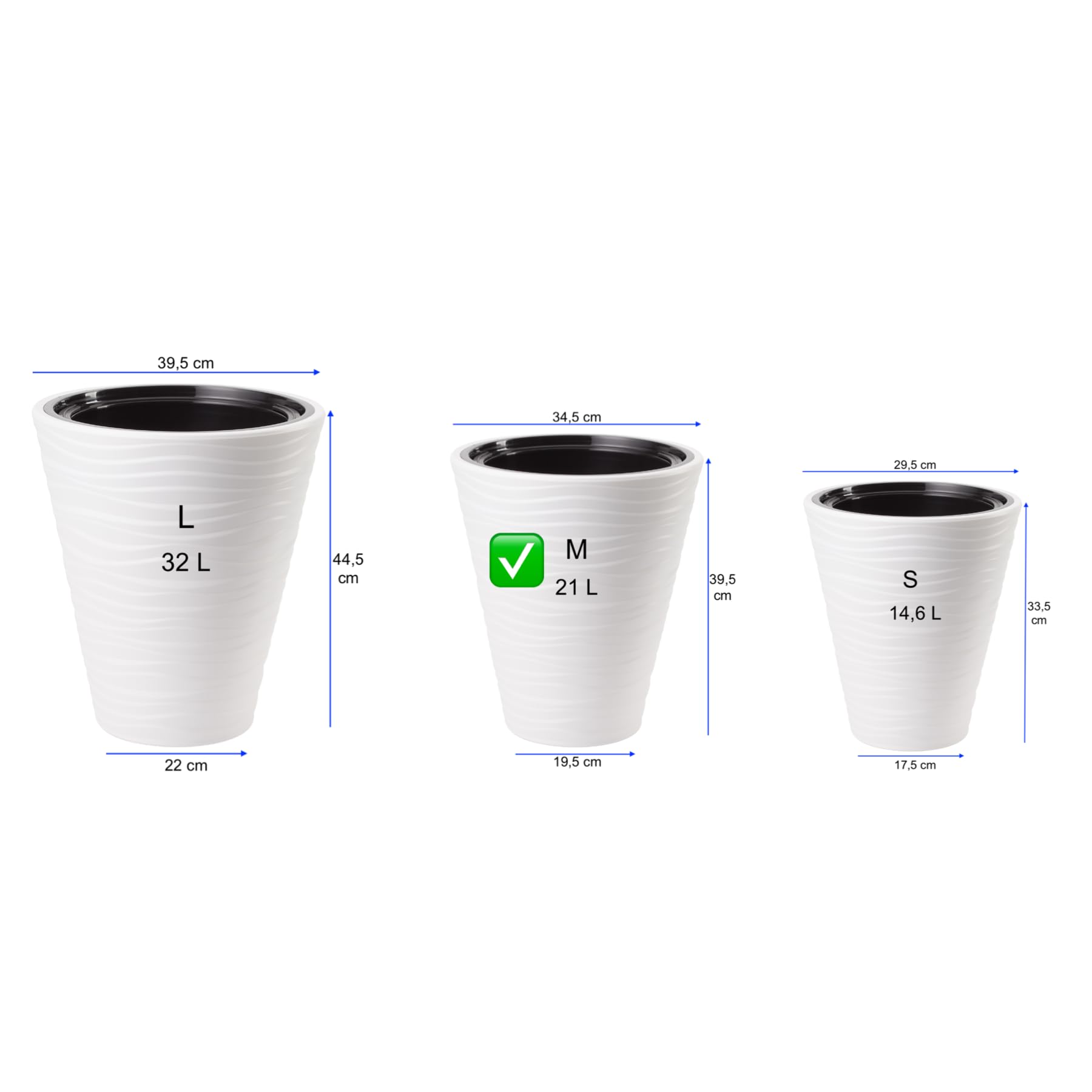 MELTOM Vaso Da Fiori Con Inserti Rimovibili – Effetto 3D Onde – Tortora – 32x20 Cm – Interno/Esterno - 3
