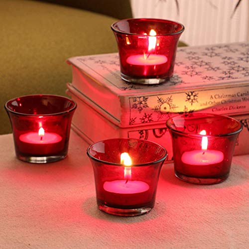 Image of Glass Votive Tealight Candle Holder for Home Decor Corporate Gifts for Office Diwali Decorations for Home (Set of 6) (A-Red)