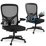 Utopia Home Ergonomic Office Chair with Lumbar Support, Desk Chair Breathable Mesh Swivel & 90° Padded Flip-up Armrests, Height Adjustable, Comfy Seat Cushion Office Chair for Home, Office