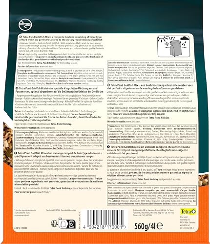 Tetra Pond Goldfish 3in1 Mix - Fischfutter-Mischung aus Flocken, Sticks und Gammarus für alle Goldfische und Kaltwasserfische im Teich, 4 L Beutel