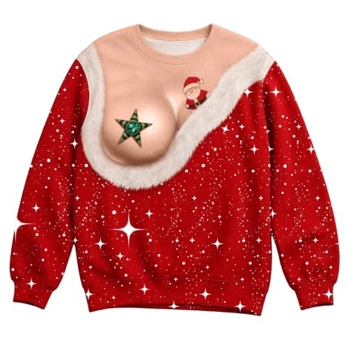 Ugly Christmas Sweatshirts for Women Funny 3D Print Pullover Ugly Xmas Tops - image 4