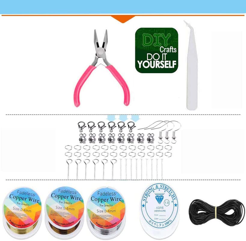 Image of DIY Crafts 900X Pcs Kit, DIY Hobby Kit, Accessories for Ring Jewellery Making, Bracelet Making Kit Jewelry Neclace, Brace (900X Pcs Kit, DIY Hobby Kit)