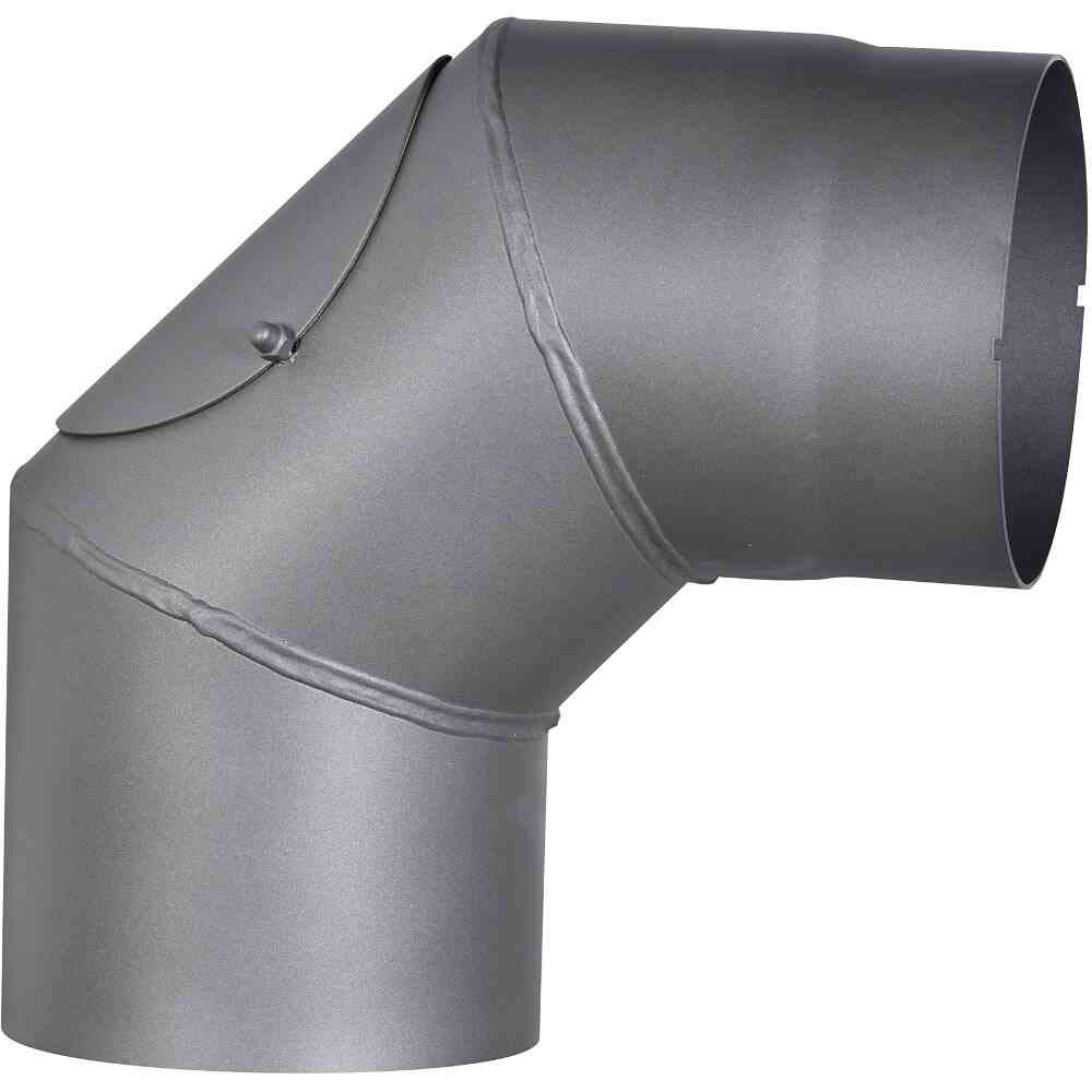 FIREFIX RD150/BT Ofenrohrbogen aus 2 mm starken Stahl (Rauchrohr) in 150 mm Durchmesser, für Kaminöfen und Feuerstellen, Senotherm, dunkelgrau, 90 Grad, mit Reinigungstür